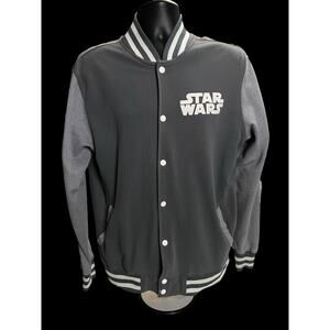 Star Wars Varsity Jacket Button Up - Gray & Black - Size Medium 38/40 LucasFilm